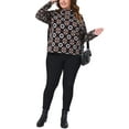 thumbnail image 2 of Agnes Orinda Women's Plus Size Sweaters Top Floral Color Block Mock Neck Long Sleeve Knit Pullover Fall Winter Sweater 1X Black, 2 of 5