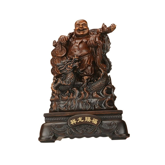 DOLITY Buddha Sculpture Smiling Antique Artwork Fengshui Ornament Craft Laughing Buddha A