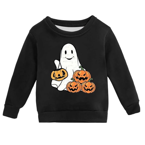 SJLDQY Halloween Boys Sweatshirts Hallowmas Ghost Pumpkin Graphic Casual Sweatshirt Long Sleeve Crew Neck Pullover Tops for Boys