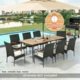 thumbnail image 2 of Yardi Yard 9 Pieces Patio Dining Set, 79 Inch Outdoor Dining Table and 8 Rattan-woven Dining Chairs, Table with Acacia Wood Tabletop, Brown, 2 of 7