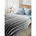 thumbnail image 4 of Black White Queen Size Flat Sheet, Wrinkleproof & Fadeproof Cooling Flat Bed Sheet Only, Ombre Gradient Striped Minimalist Texture Breathable Soft Bedding Top Sheets 90 x 102 Inches, 4 of 8
