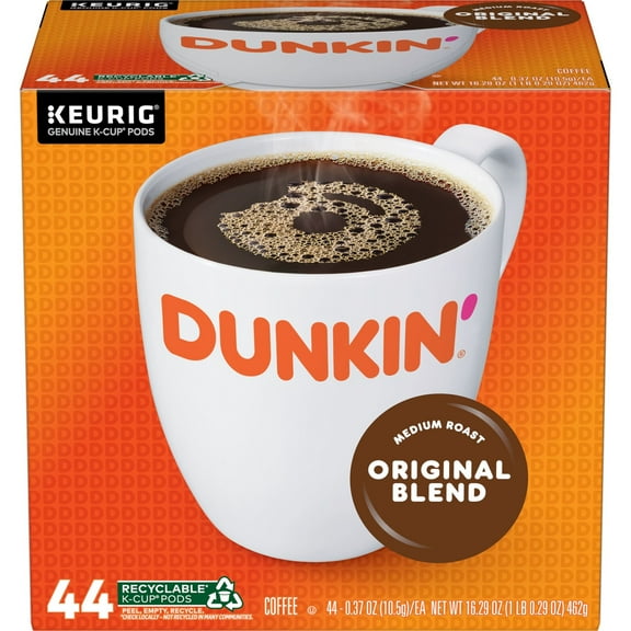Dunkin’ Original Blend Medium Roast Coffee, Keurig K Cup Pods, 44 Count Box