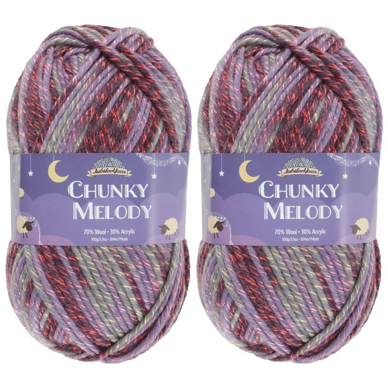 Chunky Melody Medium Weight Yarn - Fireking Purple - 70% Wool 30% Acrylic  Blend - 100g/skein - 2 Skeins