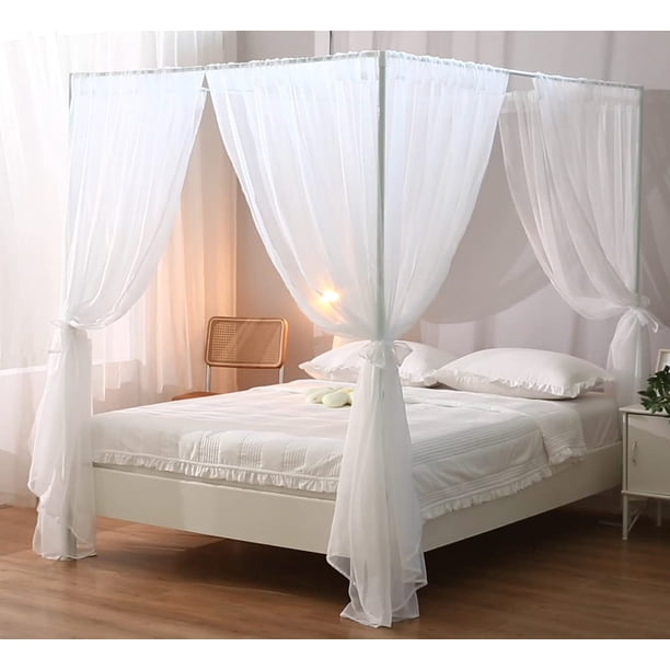 Cortina de cama WANFASO de gasa blanca para cama de matrimonio