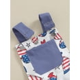 thumbnail image 5 of FEORJGP 4th of July for Kids Girls Boys Cute American Flag Overalls 12M 18M 2T 3T 4T 5T Toddler Baby Suspender Shorts Patriotic Pocket Adjustable Straps Shorts Jumpsuits Summer for Independence Day, 5 of 7