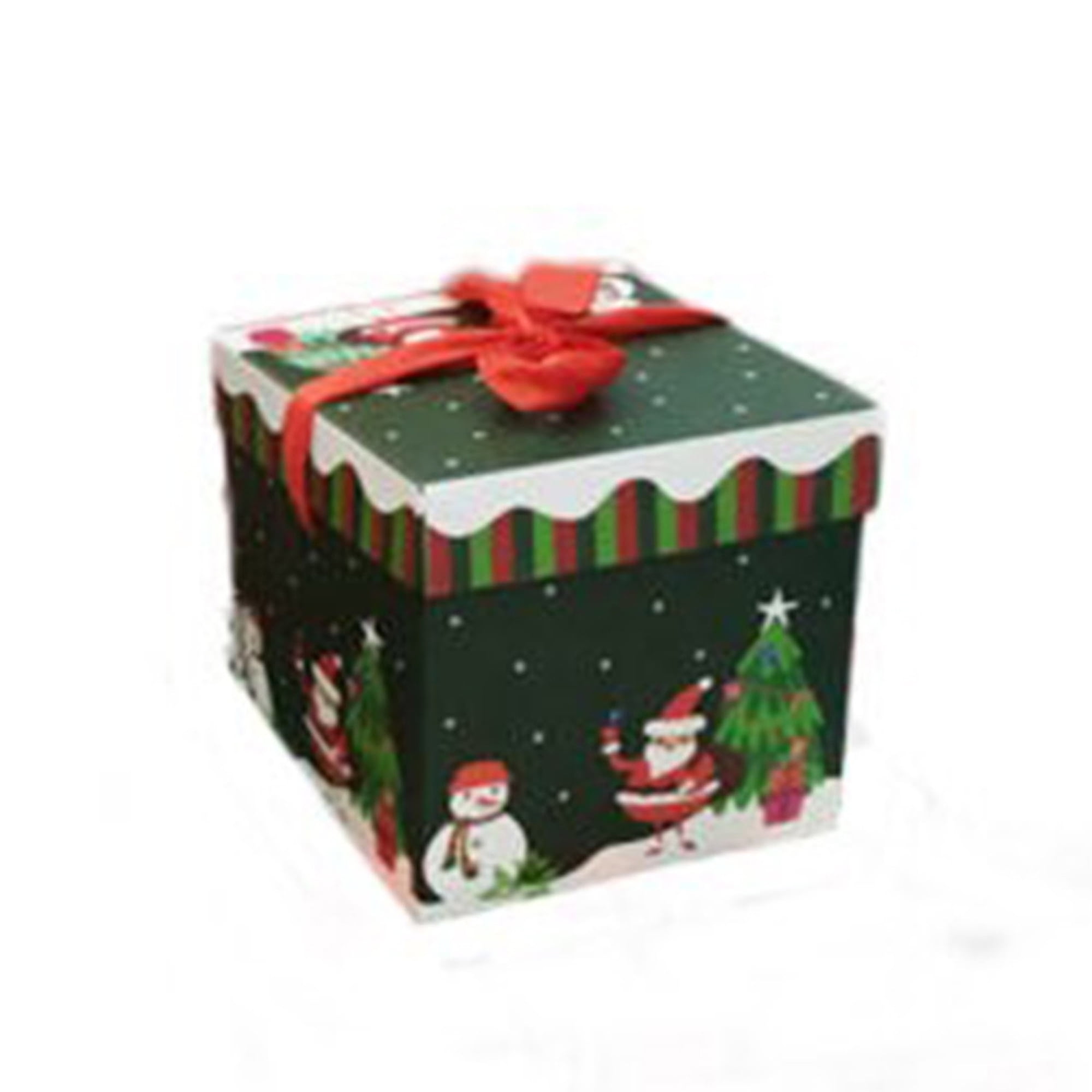 Set Of 3 Medium Christmas Square Nested Gift Boxes Cute Santa Claus & Reindeer 