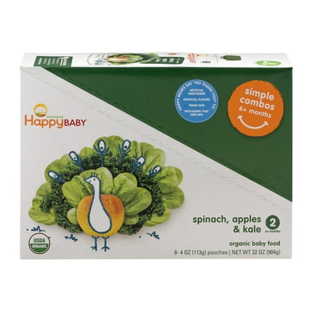 Happy Baby Simple Combos Spinach, Apples & Kale Organic Baby Food 8-4 oz. Pouches