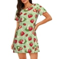 thumbnail image 1 of Fotbe Strawberry Floral Bata de Dormir para Mujer con Estampado, Camisón de Algodón de Manga Corta, Ropa de Dormir Casual, 1 of 6