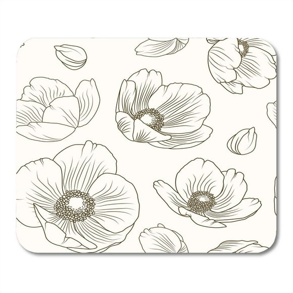 POGLIP Hellebore Floral Summer Autumn Winter Christmas Rose Lenten Poppy Flowers Field Meadow Sepia Brown Mousepad Mouse Pad Mouse Mat 9x10 inch