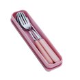 thumbnail image 1 of Stainless Steel Chopsticks Spoon Fork Cutlery Set Ceramic Tableware Set Portable with Case for Travel Home Camping Pink, 1 of 8