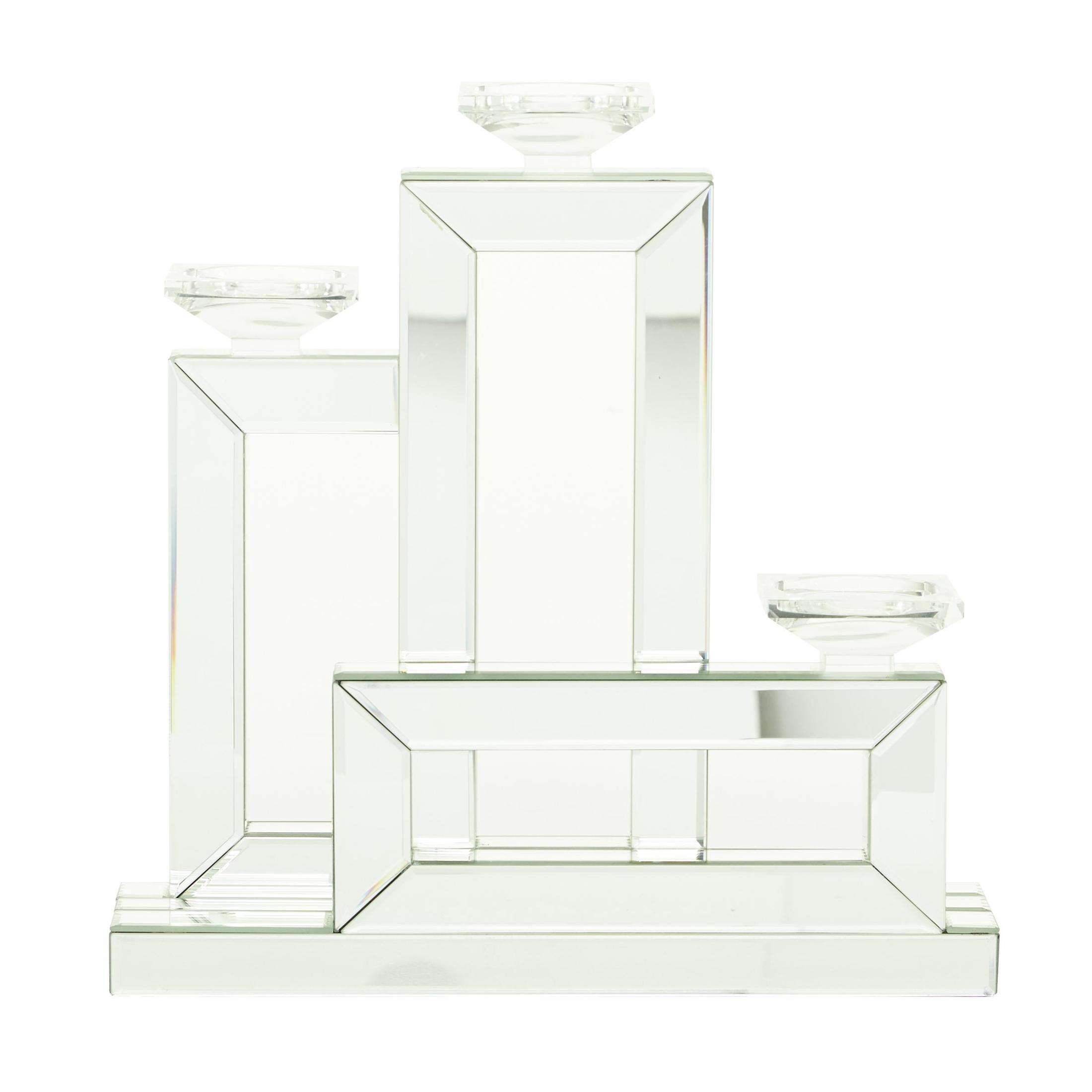 DecMode 3 Holder Silver Wood Candelabra