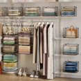 thumbnail image 4 of 5 Tier Closet Hanging Organizer, Clothes Hanging Shelves with 4 Hanging Hooks 5 S Hooks, Wire Storage Basket Bins, for Clothing Sweaters Shoes Handbags, 4 of 6