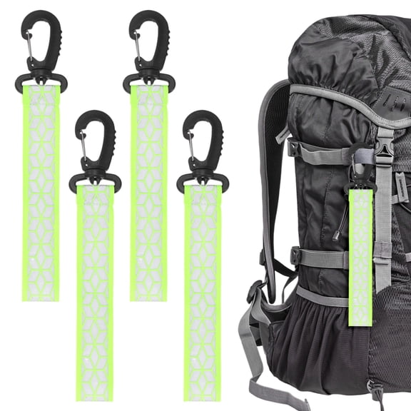 Uxcell Safety Reflector Pendants [4PCS] - Reflective Safety Keychain Gear with Plastic Buckle for Backpack[Fluorescent Green-8.1IN/20.5CM]