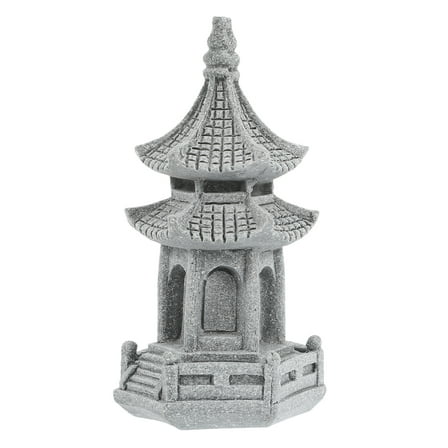 unbranded  Mini Aquarium Landscape Zen Garden Pagoda Statue Stone Figurines Grey
