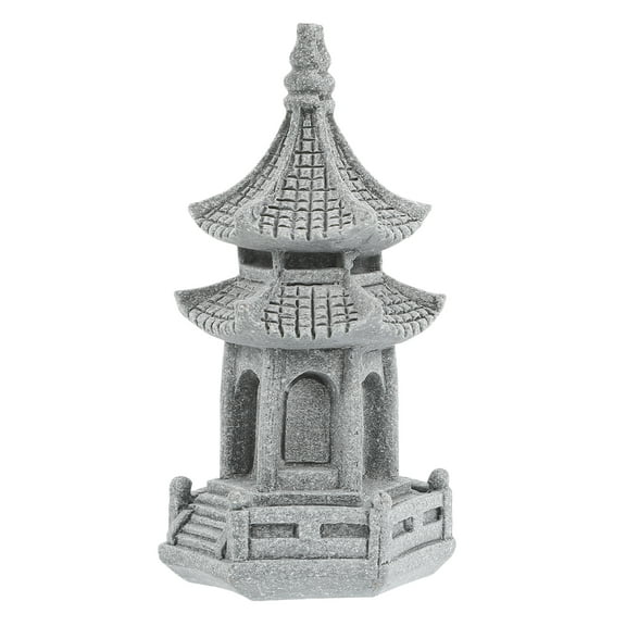 unbranded  Mini Aquarium Landscape Zen Garden Pagoda Statue Stone Figurines Grey