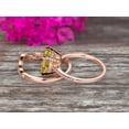 thumbnail image 3 of 2.30 Carat 2Pcs Champagne Diamond Moissanite Wedding Ring Set 7mm Cushion Cut Engagement Ring On 10k Rose Gold Curved Art Deco Matching Wedding Band Personalized for Brides, 3 of 5
