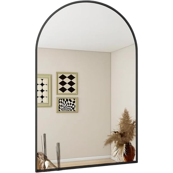 Espejo Curvo de Pared Bluelander con Marco de Aluminio, Negro