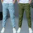 thumbnail image 2 of ZACPNCV 2 Pack Boys Linen Pants Summer Chino Pants Drawstring Trousers Lightweight Athletic Pant Casual Pant School Uniform Light Blue 11-12 Years, 2 of 9
