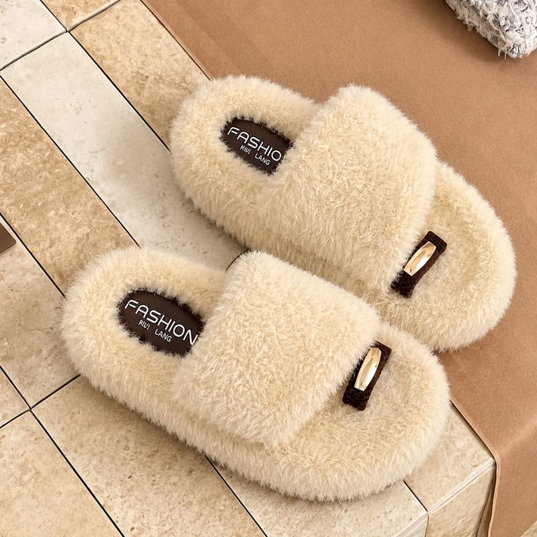 Womens Open Toe Thick Sole Indoor Outdoor Slippers Toe Ring Decor ...