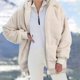 thumbnail image 4 of Gibobby Abrigos de mujer, Abrigo de Lana de Peluche para Mujer, Chaqueta con Capucha para otoño e Invierno, Sudaderas con Capucha mullidas de Felpa cálidas Sueltas(Beige,XG), 4 of 5