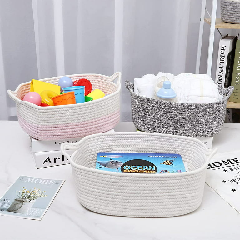Unique Woven Storage Basket with Curved Needle Cotton Rope Baby Products  Organizer Basket with Dividers for Diapers and Bottles - AliExpress