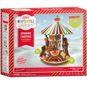 Crafty Cooking Kits North Pole Wonderland Build It Yourself Gingerbread Spinning Carousel Kit with Mini LED Twinkle Lights and Spinning Platform Base