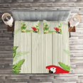 thumbnail image 2 of Ambesonne Tropic Quilted Coverlet 3 Pcs, Flowers Parrot, Queen Size, Cream Green Red, 2 of 2