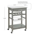 thumbnail image 5 of Riverbay Furniture Transitional Wood/Stainless Steel Kitchen Cart in Warm Gray, 5 of 5