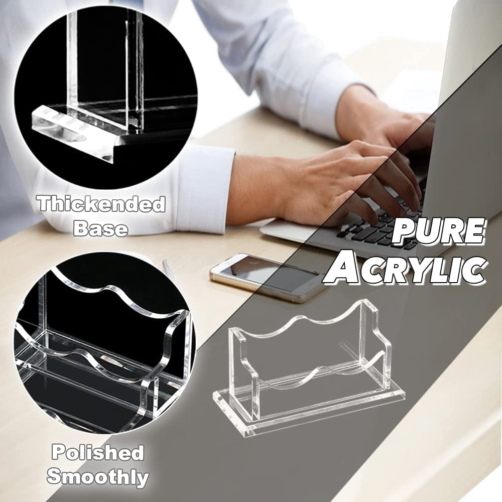 Acrylic for Desk, Horizontal Clear Business Name Card Display Stand, Desk Accessory Organizer (Horizontal, 1-Slot)