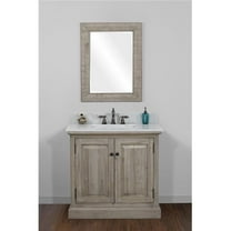 Infurniture  Rustic-style 36-inch Single Sink Bathroom Vanity with White Quartz Top