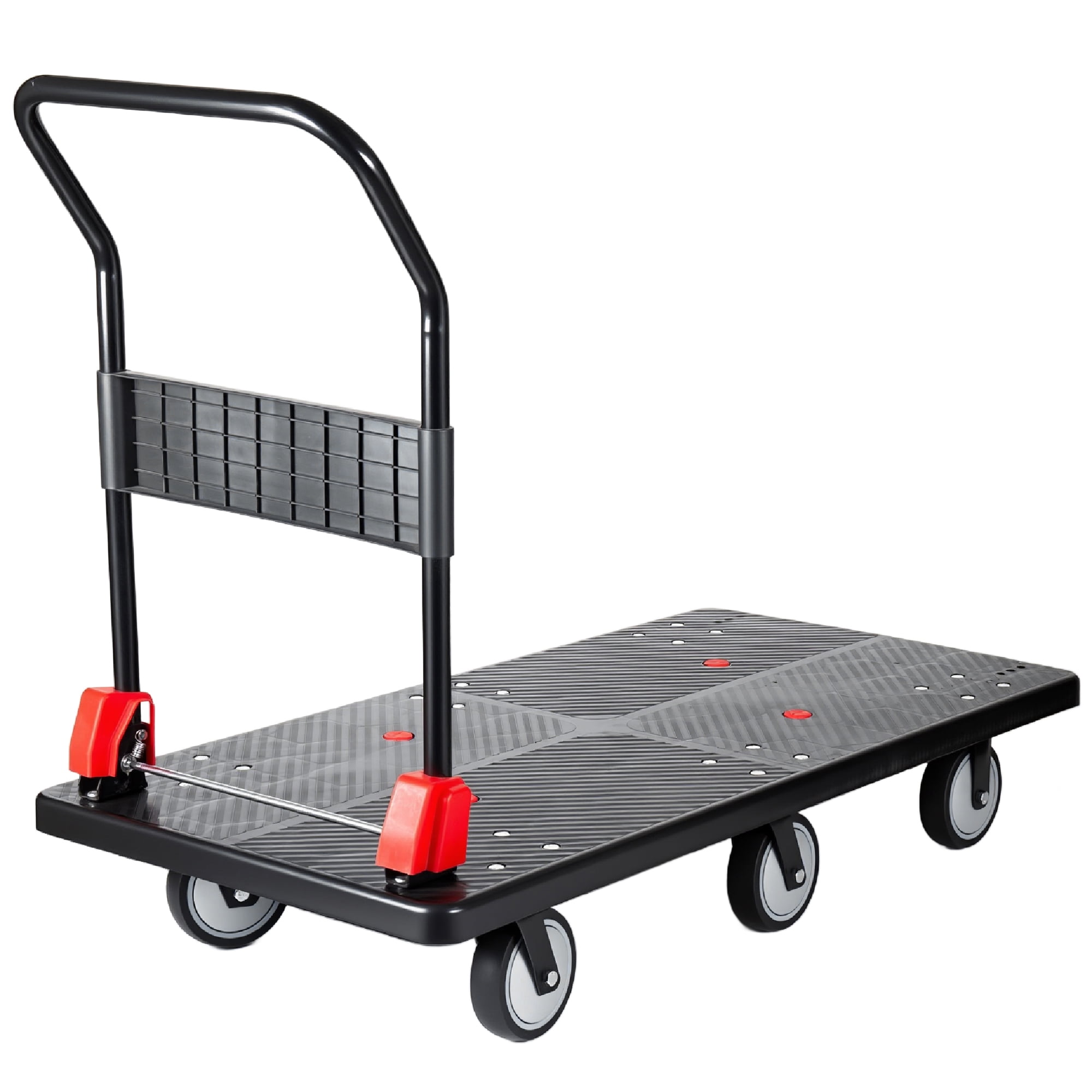 25.5"x51.5" Platform Truck, Foldable Handcart with 6" TPR 360-Degree Silent Wheels, 1800lbs Heavy-Duty Push Dolly Cart, 4 Steel Load-Bearing Beams for Warehouse Garage Home Use