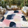 thumbnail image 3 of Fsddascl Navy Blue Pink Art Outdoor Rug for Patio/Deck/Porch, Non-Slip Large Area Rug 5 x 8 Ft, Abstract Contemporary Luxury Indoor Outdoor Rugs Washable Area Rugs, Reversible Camping Rug Carpet, 3 of 5