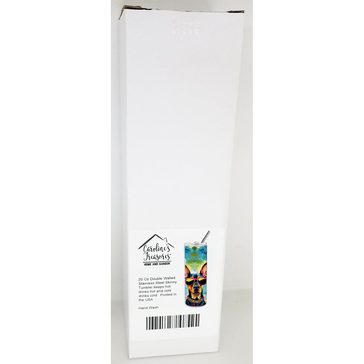 Doberman Pinscher Hippie Dawg Stainless Steel Skinny Tumbler 3 in x 8.25 in