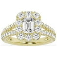 thumbnail image 6 of Unique Moments 2.00 ct Lab-Grown Emerald Split Shank Halo Diamond Engagement Ring 10k Yellow Gold, 6 of 7
