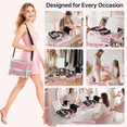 thumbnail image 3 of Renwick Portable Makeup Train Case with Mirror and 2 Trays, Glitter Pink, 3 of 10
