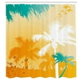 thumbnail image 3 of Ambesonne Tropic Shower Curtain, Funky Retro Vivid Palms, 69"Wx84"L, Marigold Teal White, 3 of 5
