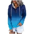 thumbnail image 2 of Daznico Women's Street Style Gradually Changing Color Button Collar Pocket Drawstring Casual Sports Hoodie,Size M, 2 of 5