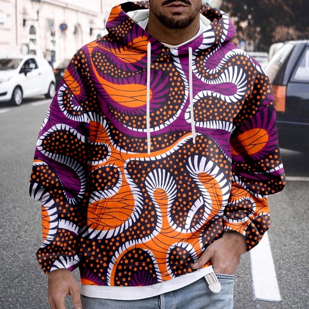 WILLBEST Sudaderas Deportivas Hombre Hombres Viento Africano Manga Larga Estampados Cálido Sudadera con Capucha Pulóver Tops Sudor Grande