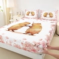 thumbnail image 4 of Erosebridal Dancing Capybaras Bed Sheets 4pcs For Teens,Romantic Floral Cherry Blossoms King Sheets For Child Boys Girls,Breathable Home Decor, 4 of 5