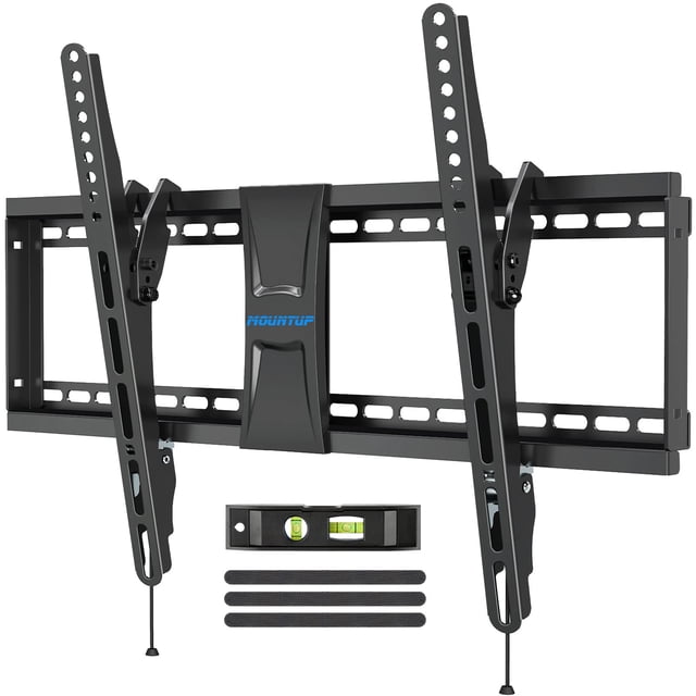 MOUNTUP Soporte de pared para TV con certificación UL, soporte de montaje inclinable para TV para la mayoría de pantallas planas de 37 a 82 pulgadas/TV curvadas, montaje en pared de perfil bajo, ahorr