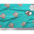 thumbnail image 2 of Soimoi Green Velvet Fabric Text & Owl Bird Printed Fabric 1 Yard 58 Inch Wide, 2 of 3