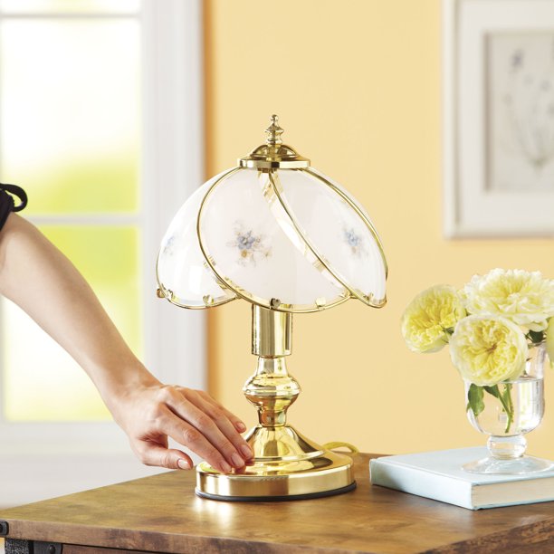 Better Homes & Gardens Floral Glass Shade Touch Lamp