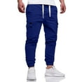 thumbnail image 4 of Resicozy Men's Hiking Cargo Pants Joggers Slim Fit Stretch Lightweight Casual Work Pants with Pockets Elastic Drawstring Waist Royal Blue L, 4 of 5
