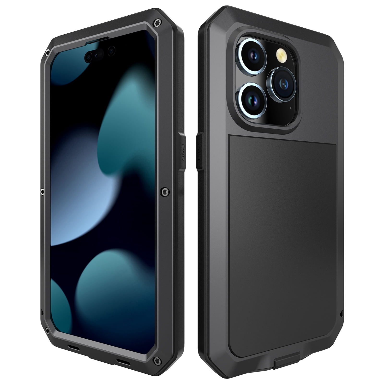 for iPhone 16 Pro Max Case, 360 Full Body Protective Cover Heavy Duty Shockproof Armor Aluminum Alloy Metal Case with Silicone Built-in Screen Protector for iPhone 16 Pro Max, Black
