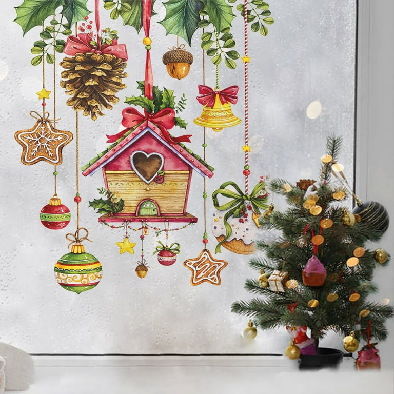 Heiheiup DIY Portable Window Decal Christmas Theme Santa Snowflake Window  Sticker DIY Portable Window Decal Christmas Theme Santa Snowflake Window  Sticker Positive Stickers for Adults 