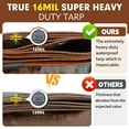 thumbnail image 4 of Tarp 10x12 ft Super Heavy Duty 16mil 100% Waterproof,Uv Resistant,High Durability Multipurpose Brown Tarp Suitable for Courtyards, Cars, Camping, Gardens, Pet Nests -by MVPNET, 4 of 7