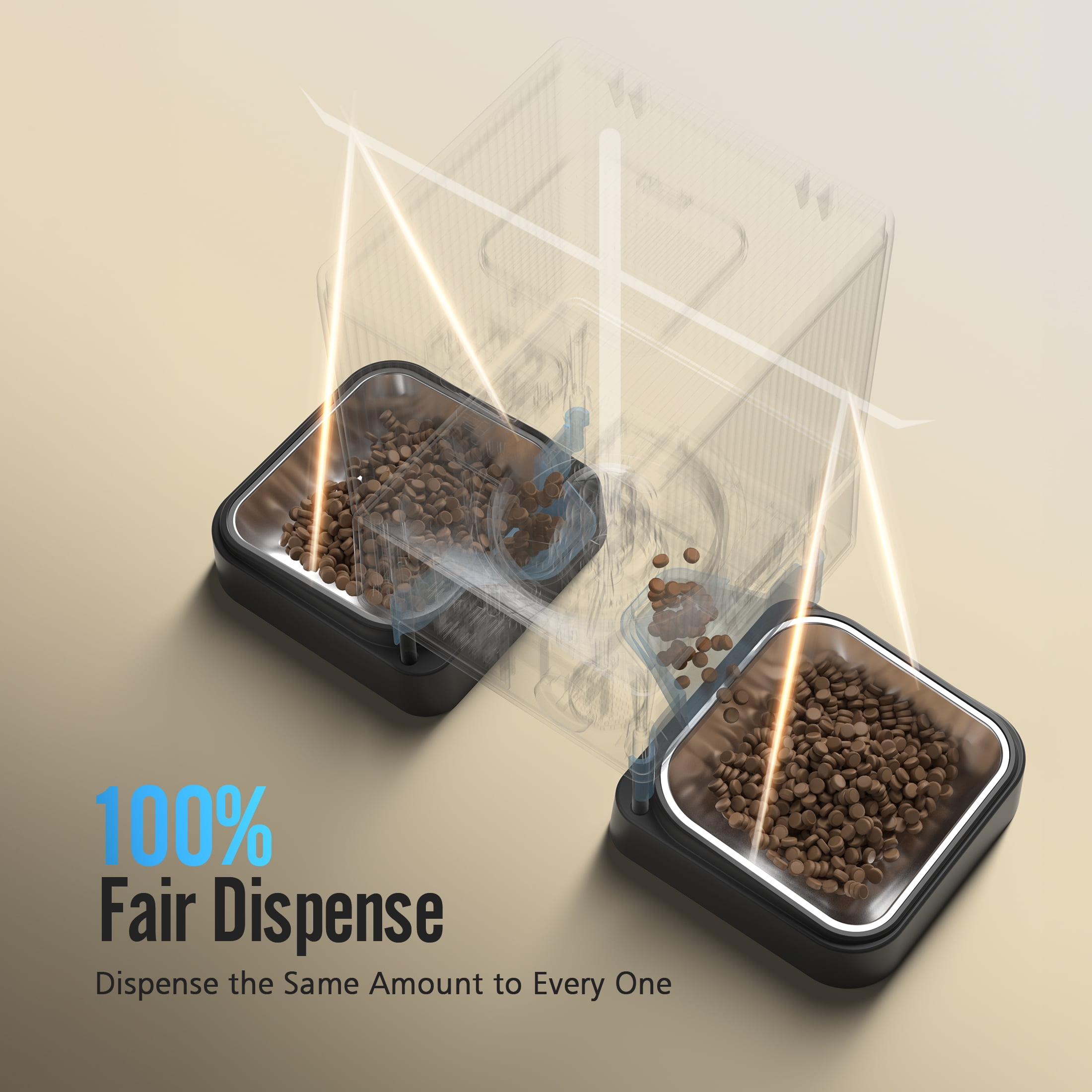 Oneisall 5L/20 Cups Automatic Cat Feeder with 5G WiFi & APP Control, PFD-002 PRO Double Bowl Cat Food Dispenser with 1 Desiccant Bag, Timed Automatic Pet Feeder for 2 Cats/2 Small Dogs - Black