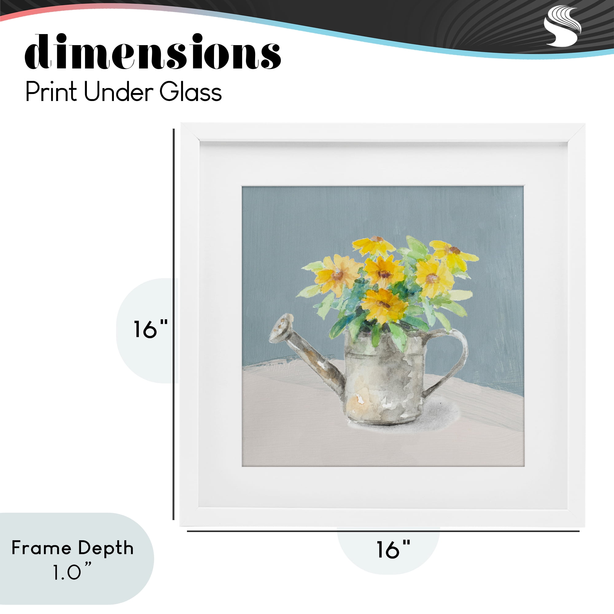 Stupell Industries Daisies in Watering Can White Framed Print Under Glass, design by Lanie Loreth