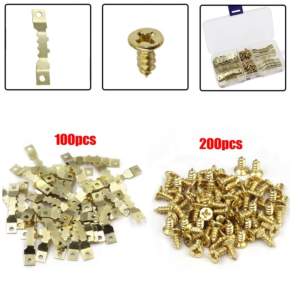 LIKEM 100Set Saw Tooth Picture Hangers Frame Hanging Hooks Screws Saw Tooth Peg 45*8mm