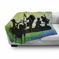 thumbnail image 2 of Rock and Roll Soft Flannel Fleece Throw Blanket, Energetic Rock Band Silhouette on Colorful Background Music Theme Print, Cozy Plush for Indoor and Outdoor Use, 60" x 80", Multicolor, by Ambesonne, 2 of 5